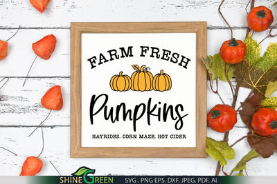 Farm Fresh Pumpkins SVG - Fall Sign SVG Cut File SVG Shine Green Art 