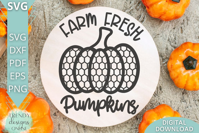 Farm Fresh Pumpkins SVG I Chicken wire Pumpkin SVG SVG Trendy Designs Online 