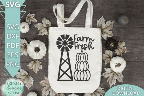 Farm Fresh Pumpkins SVG I Windmill Fall sign SVG SVG Trendy Designs Online 