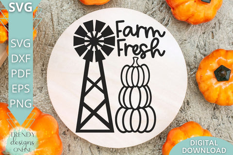 Farm Fresh Pumpkins SVG I Windmill Fall sign SVG SVG Trendy Designs Online 