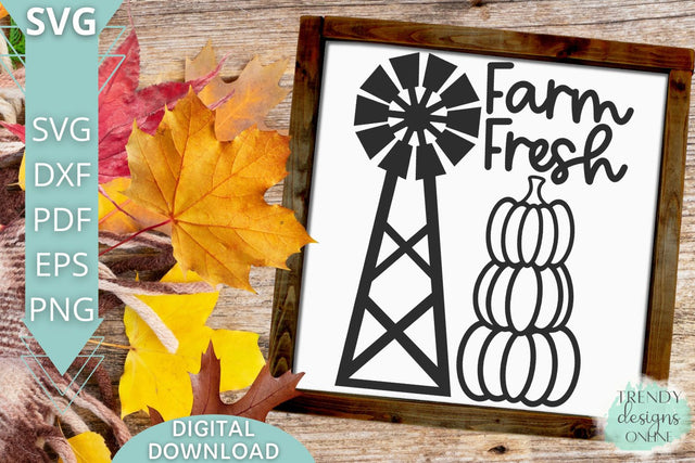 Farm Fresh Pumpkins SVG I Windmill Fall sign SVG SVG Trendy Designs Online 