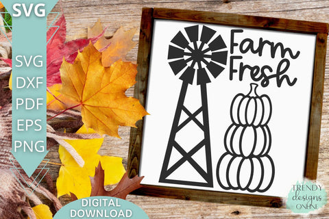 Farm Fresh Pumpkins SVG I Windmill Fall sign SVG SVG Trendy Designs Online 