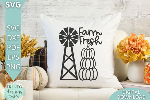 Farm Fresh Pumpkins SVG I Windmill Fall sign SVG SVG Trendy Designs Online 