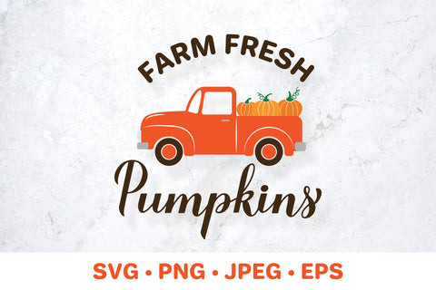 Farm fresh pumpkins SVG. Retro truck. Farm sign SVG LaBelezoka 