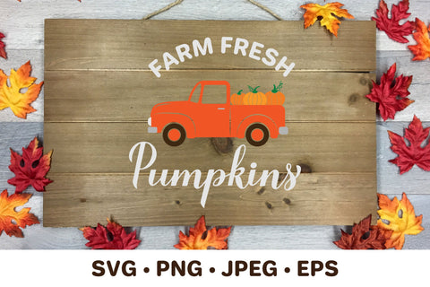 Farm fresh pumpkins SVG. Retro truck. Farm sign SVG LaBelezoka 