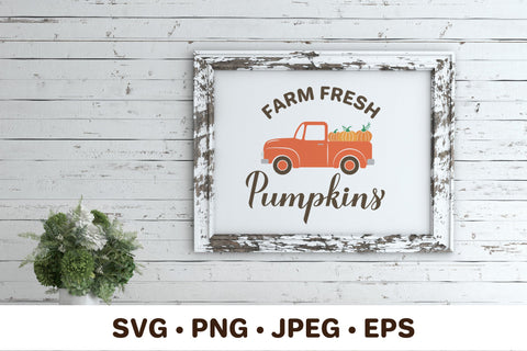 Farm fresh pumpkins SVG. Retro truck. Farm sign SVG LaBelezoka 