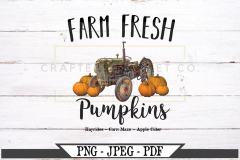 Farm Fresh Pumpkins With Green Tractor Clipart File Sublimation My Sassy Gifts 