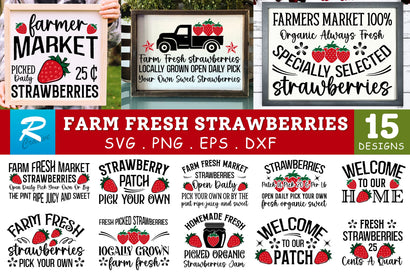Farm Fresh Strawberries Sign Svg Bundle SVG Regulrcrative 