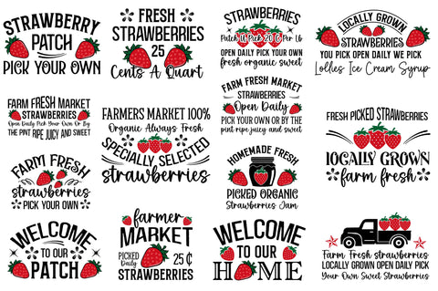 Farm Fresh Strawberries Sign Svg Bundle SVG Regulrcrative 