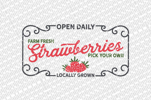 Farm Fresh Strawberries SVG | Farmhouse Summer Sign | DXF and more SVG Diva Watts Designs 