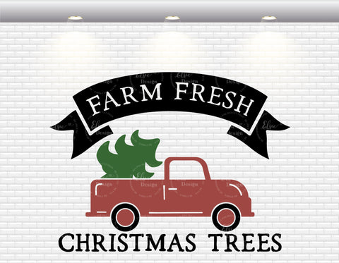 Farm Fresh Tree Christmas Truck - SVG, PNG, DXF, EPS SVG Elsie Loves Design 