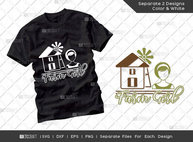 Farm Girl SVG Cut File | Farm Svg | Farmer Svg | Farmhouse Svg | Farm Life Svg | Dxf | Eps | Png | Tshirt Design SVG ETC Craft 