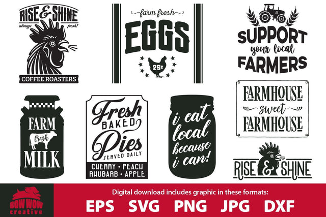Farm House Quotes SVG Cutting File & Clipart Bundle SVG Bow Wow Creative 