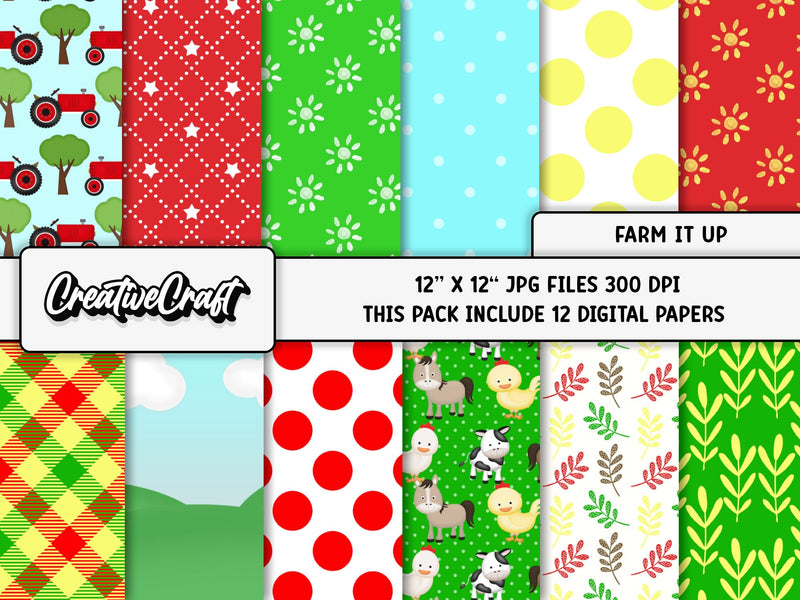 Farm It Digital Papers, scrapbook backgrounds designs Digital Pattern CreativeCraftShop 