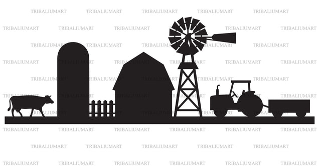 Farm landscape silhouette SVG TribaliumArtSF 