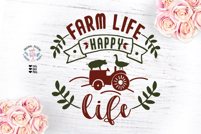 Farm Life Happy Life Cut File SVG Graphic House Design 
