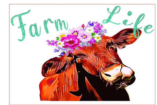 Farm Life, Heifer Floral,sublimation,png Graphic Sublimation sublimationhappy 