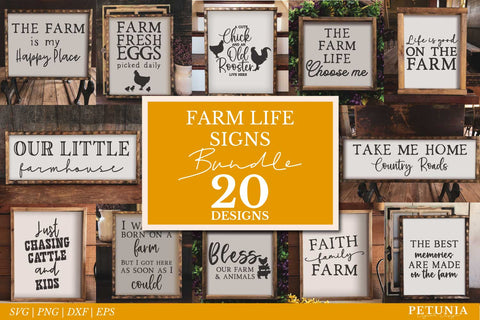 Farm Life Signs SVG | Farmhouse Sign Bundle SVG Petunia Digital Design 