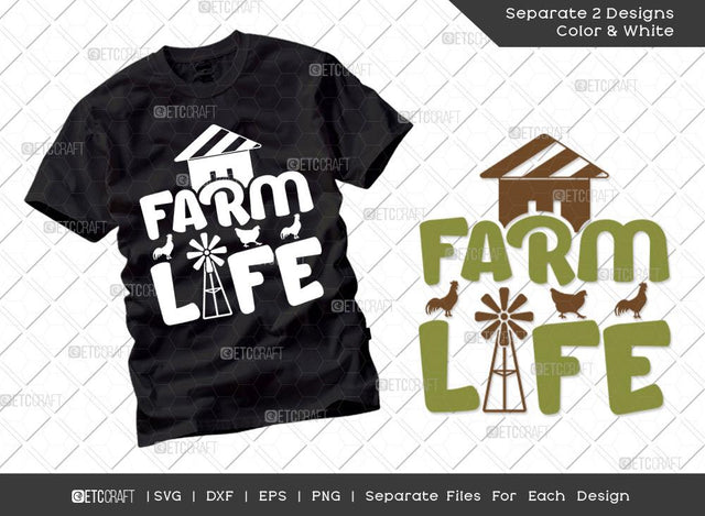 Farm Life SVG Cut File | Farm Svg | Farmer Svg | Farmhouse Svg | Agriculture Svg | Dxf | Eps | Png | Tshirt Design SVG ETC Craft 