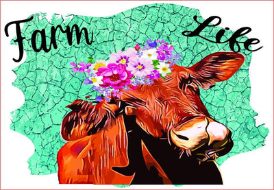 Farm Life, Turquoise Background,heifer Graphic Sublimation sublimationhappy 