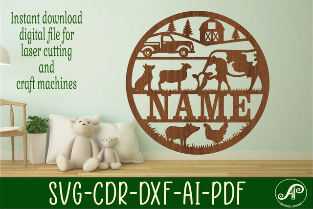 Farm Name sign svg laser cut template, wall art SVG APInspireddesigns 