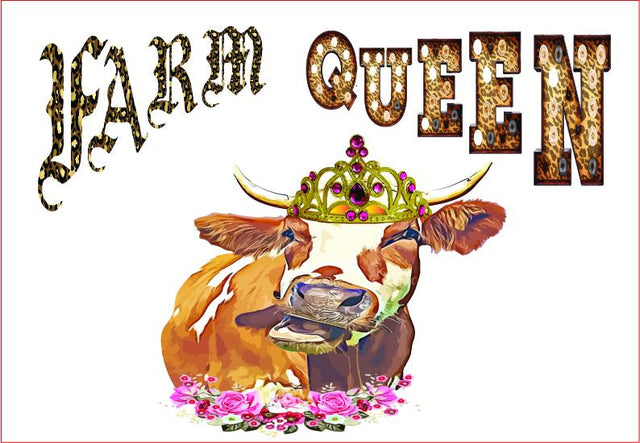 Farm Queen Cow Sublimation Graphic Sublimation sublimationhappy 