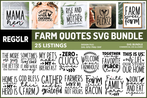 Farm Quotes SVG Bundle SVG Regulrcrative 