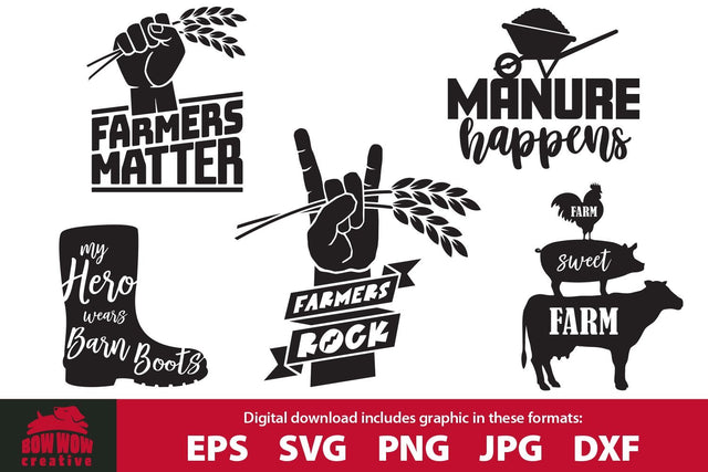 Farm Quotes SVG Cutting File & Clipart Bundle SVG Bow Wow Creative 