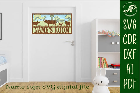 Farm scene name sign SVG 3 layer laser cut template SVG APInspireddesigns 
