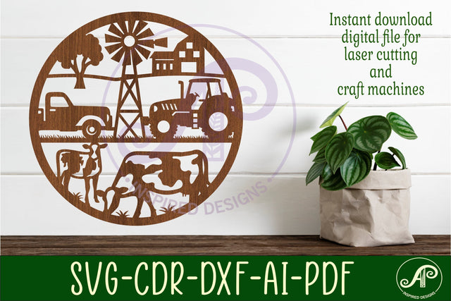 Farm scene wall art sign, SVG file. vector SVG APInspireddesigns 