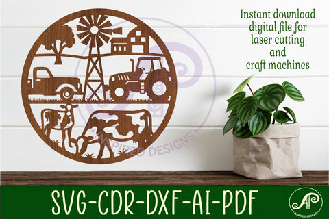 Farm scene wall art sign, SVG file. vector SVG APInspireddesigns 