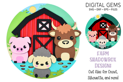 Farm shadowbox design SVG Digital Gems 