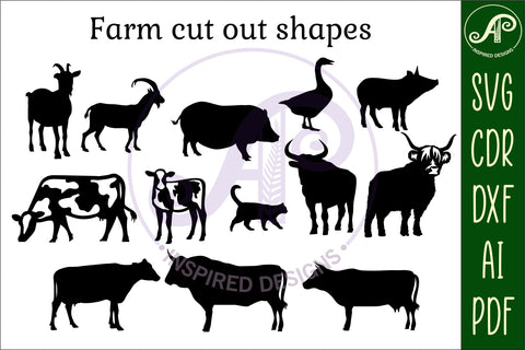 Farm shapes 43 designs, laser cut file, cut outs SVG APInspireddesigns 