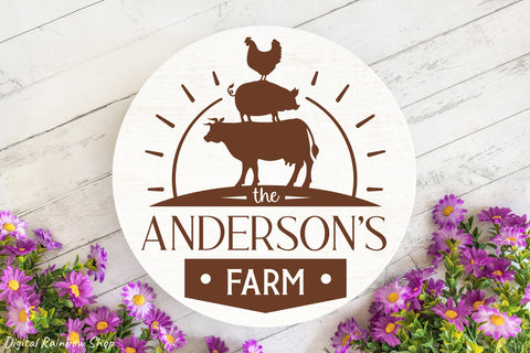 Farm split monogram svg bundle, farm sign, round farmhouse svg sign SVG Digital Rainbow Shop 