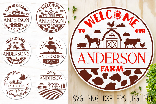 Farm split monogram svg bundle, farm sign, round farmhouse svg sign SVG Digital Rainbow Shop 