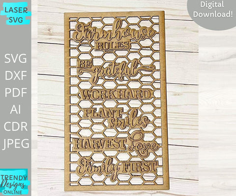 Farm style laser cut sign SVG Trendy Designs Online 