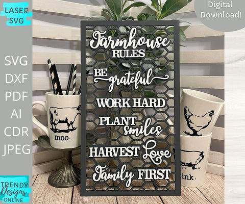 Farm style laser cut sign SVG Trendy Designs Online 