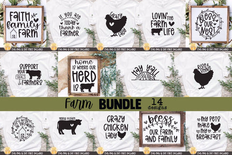 Farm SVG Bundle | 14 Country Designs SVG Cheese Toast Digitals 