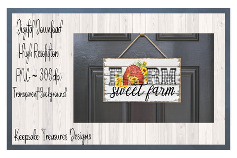 Farm Sweet Farm, Red Barn, Sunflower, Sublimation PNG Design Sublimation Keepsake Treasures Designs LLC. 