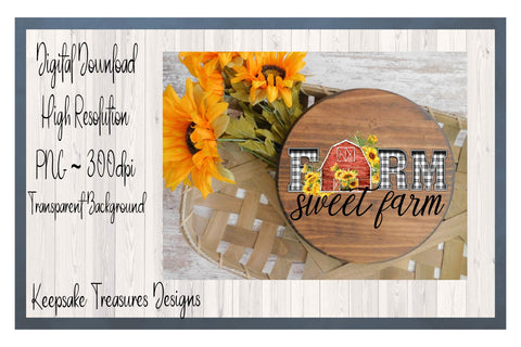 Farm Sweet Farm, Red Barn, Sunflower, Sublimation PNG Design Sublimation Keepsake Treasures Designs LLC. 