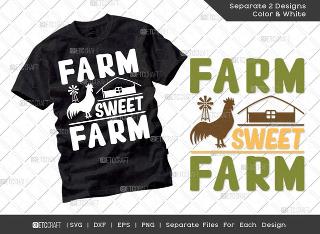 Farm Sweet Farm SVG Cut File | Farm Svg | Farmer Svg | Farmhouse Svg | Farming Svg | Dxf | Eps | Png | Tshirt Design SVG ETC Craft 