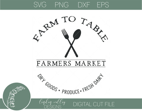 Farm To Table Wood Round SVG SVG Linden Valley Designs 
