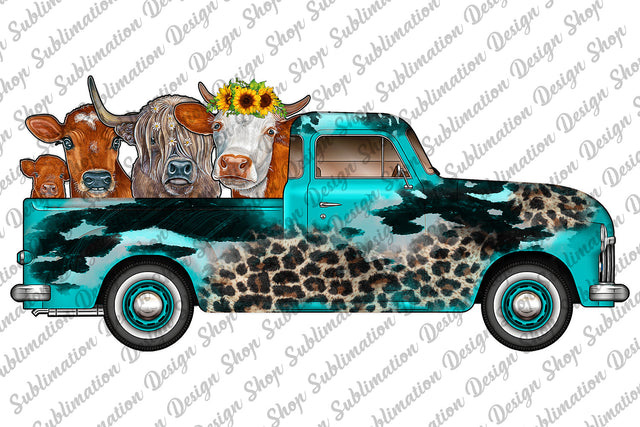 Farm Truck Png, Cow Png, Cow Sublimation, Farm Animals Png, Leopard Cowhide Png, Western Cow Png, Sublimation Designs, Digital Download Sublimation SublimationDesignShop 
