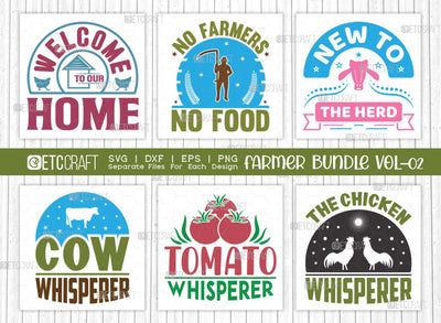 Farmer Bundle Vol-02 SVG Cut File | No Farmers No Food Svg | Farming Svg | Cow Whisperer Svg | Farm Life Svg | New To The Herd Svg | Tomato Whisperer Svg | The Chicken Whisperer Svg | Welcome To Our Home Svg | Quote Design SVG ETC Craft 