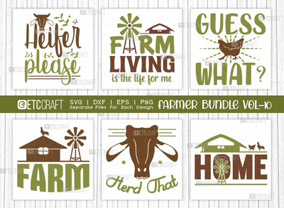 Farmer Bundle Vol-10 SVG Cut File | Farming Svg | Heifer Please Svg | Guess What Svg | Farm Svg | Herd That Svg | Farm Home Svg | Farm Living Is The Life For Me Svg | Quote Design SVG ETC Craft 