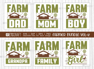 Farmer Bundle Vol-12 SVG Cut File | Farming Svg | Farm Dad Svg | Farm Mom Svg | Farm Boy Svg | Farm Girl Svg | Farm Family Svg | Farm Grandpa Svg | Farmer Svg | Quote Design SVG ETC Craft 