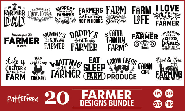 Farmer SVG Designs Bundle SVG PatternFeed8 