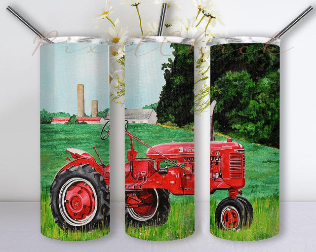 Farmer Tractor 20 oz Skinny Tumbler, Farmer Tractor Tumbler Design, Digital Download, Farmer Tractor 20oz Skinny Sublimation, Sublimation PixelChick 
