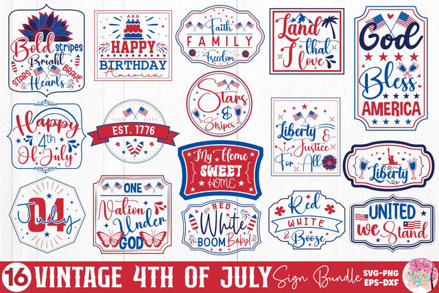 Farmhouse 4th of July Sign Bundle SVG DESIGNS DARK 