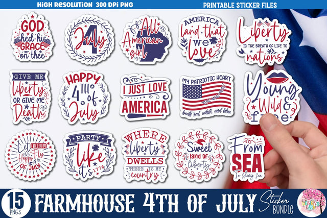 Farmhouse 4th of July Sticker Bundle Sublimation DESIGNS DARK 